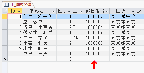 顧客名簿テーブル