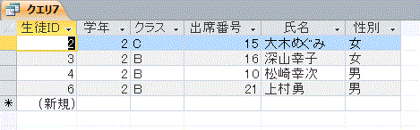 設定した条件に合ったレコードが抽出できました