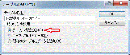 テーブルの貼り付け