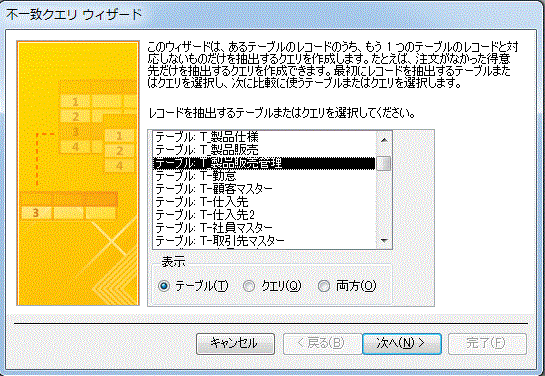 比較元のテーブル